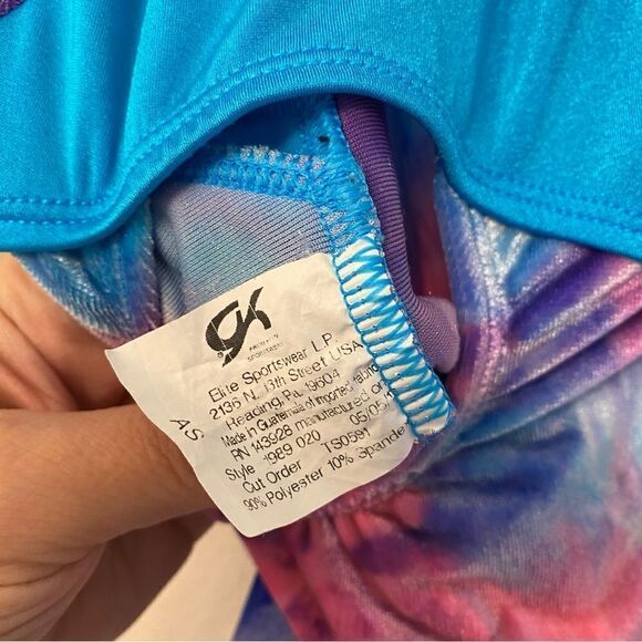 GK elite gymnastics velvet pink blue tie-dye sleeveless AS adult small - Picture 7 of 8